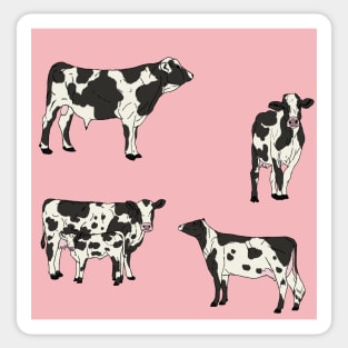 Holstein Cows Pattern Pink Sticker